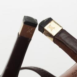 مملوكة مسبقًا Louis Vuitton Brown Damier Sauvage Pony Hair Mules Size 38