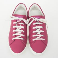 Pre Owned Louis Vuitton Pink Lace Up Sneakers Size 37.5