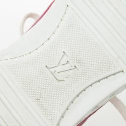 Pre Owned Louis Vuitton Pink Lace Up Sneakers Size 37.5