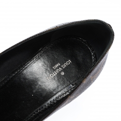 Pre Owned حذاء كعب عالي لوي فيتون "فيتش" بمقدمة مدببة كانفاس مونوغرامي بني و جلد مقدمة أسود مقاس 38.5