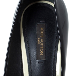 Pre Owned Louis Vuitton Black Patent Leather Eyeline Peep Toe Platform Pumps Size 38