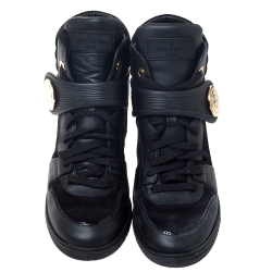 Louis Vuitton Black Suede and Epi Leather Wedge Sneakers Size 38