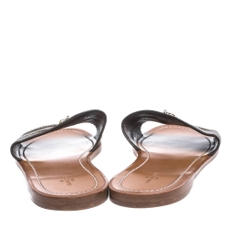 Louis Vuitton Brown Coated Monogram Canvas Lock It Flat Slides Size 41