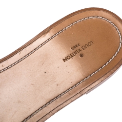 Louis Vuitton Brown Coated Monogram Canvas Lock It Flat Slides Size 41