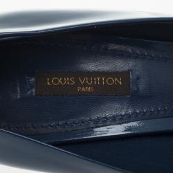 Pre Owned Louis Vuitton Blue Patent Oh Really! Peep Toe Platform Pumps Size 38.5