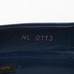 Pre Owned Louis Vuitton Blue Patent Oh Really! Peep Toe Platform Pumps Size 38.5