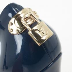 Pre Owned Louis Vuitton Blue Patent Oh Really! Peep Toe Platform Pumps Size 38.5