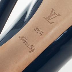 Pre Owned Louis Vuitton Blue Patent Oh Really! Peep Toe Platform Pumps Size 38.5