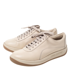 Louis Vuitton Cream Leather Platform Low Top Sneakers Size 37