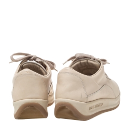Louis Vuitton Cream Leather Platform Low Top Sneakers Size 37