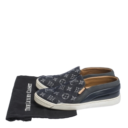 Louis Vuitton Blue Monogram Denim Tempo Slip On Sneakers Size 39
