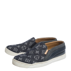 Louis Vuitton Blue Monogram Denim Tempo Slip On Sneakers Size 39