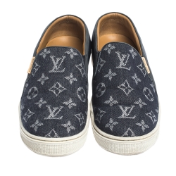 Louis Vuitton Blue Monogram Denim Tempo Slip On Sneakers Size 39