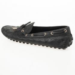 Pre Owned Louis Vuitton Black Monogram Leather Gloria Loafers Size 38