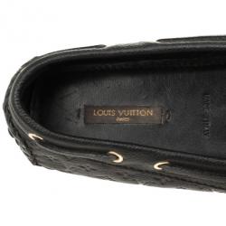 Pre Owned Louis Vuitton Black Monogram Leather Gloria Loafers Size 38