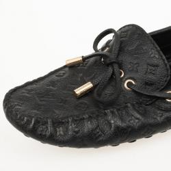 Pre Owned Louis Vuitton Black Monogram Leather Gloria Loafers Size 38