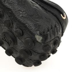 Pre Owned Louis Vuitton Black Monogram Leather Gloria Loafers Size 38