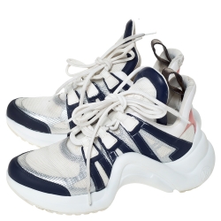 Louis Vuitton White/Blue Leather And Mesh Archlight Lace Up Sneakers Size 38