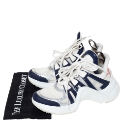 Louis Vuitton White/Blue Leather And Mesh Archlight Lace Up Sneakers Size 38