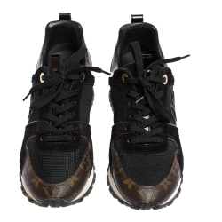 Louis Vuitton Two Tone Mesh And Monogram Canvas Run Away Lace Up Sneakers Size 36.5 