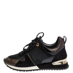 Louis Vuitton Two Tone Mesh And Monogram Canvas Run Away Lace Up Sneakers Size 36.5 