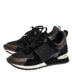 Louis Vuitton Two Tone Mesh And Monogram Canvas Run Away Lace Up Sneakers Size 36.5 