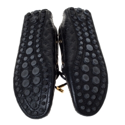 مملوكة مسبقًا Louis Vuitton Black Monogram Embossed Leather Gloria Loafers Size 35