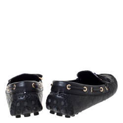 مملوكة مسبقًا Louis Vuitton Black Monogram Embossed Leather Gloria Loafers Size 35