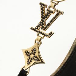 مملوكة مسبقًا Louis Vuitton Black Suede Logo T Strap Sandals Size 41