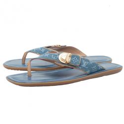 مملوكة مسبقًا Louis Vuitton Denim Monogram Thong Sandals Size 40