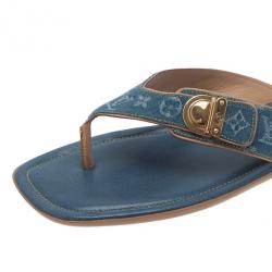 مملوكة مسبقًا Louis Vuitton Denim Monogram Thong Sandals Size 40
