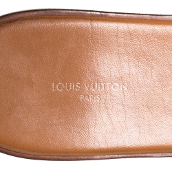 مملوكة مسبقًا Louis Vuitton Brown Leather Lock It Flat Slides Size 38