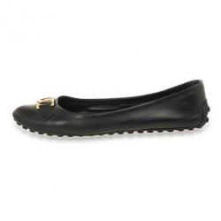 مملوكة مسبقًا Louis Vuitton Black Leather Oxford Ballet Flats Size 39