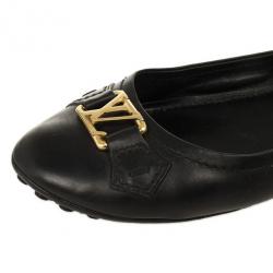 مملوكة مسبقًا Louis Vuitton Black Leather Oxford Ballet Flats Size 39
