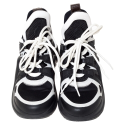 Louis Vuitton White/Black Leather and Mesh LV Archlight Sneakers Size 37