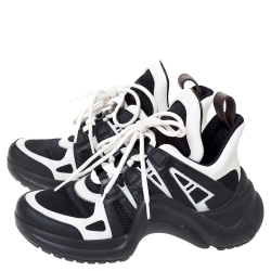 Louis Vuitton White/Black Leather and Mesh LV Archlight Sneakers Size 37