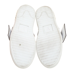 Louis Vuitton White Leather And Canvas Trim Frontrow Low Top Sneakers Size 37.5