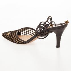 Pre Owned Louis Vuitton Brown Damier Pony Hair Strappy Sandals Size 37