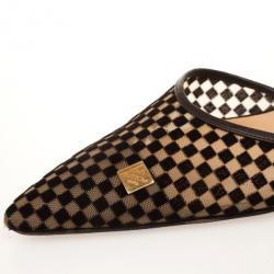 Pre Owned Louis Vuitton Brown Damier Pony Hair Strappy Sandals Size 37