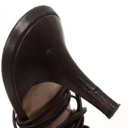 Pre Owned Louis Vuitton Brown Damier Pony Hair Strappy Sandals Size 37