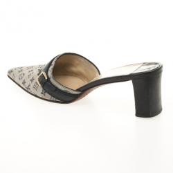 مملوكة مسبقًا Louis Vuitton Mini Lin Bordeaux Fabric & Leather Pointy Mules Size 37