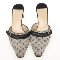 مملوكة مسبقًا Louis Vuitton Mini Lin Bordeaux Fabric & Leather Pointy Mules Size 37