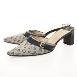 مملوكة مسبقًا Louis Vuitton Mini Lin Bordeaux Fabric & Leather Pointy Mules Size 37