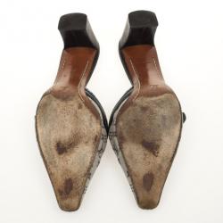 مملوكة مسبقًا Louis Vuitton Mini Lin Bordeaux Fabric & Leather Pointy Mules Size 37