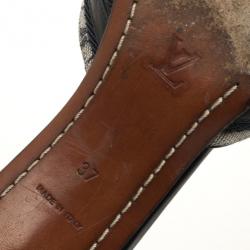 مملوكة مسبقًا Louis Vuitton Mini Lin Bordeaux Fabric & Leather Pointy Mules Size 37