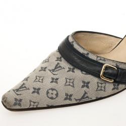 مملوكة مسبقًا Louis Vuitton Mini Lin Bordeaux Fabric & Leather Pointy Mules Size 37