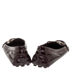 Pre Owned Louis Vuitton Burgundy Patent Leather Oxford Driving Loafers Size 38.5