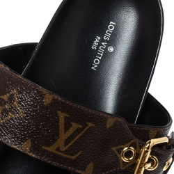 مملوكة مسبقًا Louis Vuitton Brown Monogram Canvas Bom Dia Flat Slides Size 41