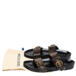 مملوكة مسبقًا Louis Vuitton Brown Monogram Canvas Bom Dia Flat Slides Size 41