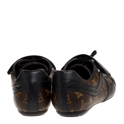 Louis Vuitton Brown/Black Leather And Monogram Canvas Globe Trotter Sneakers Size 39
